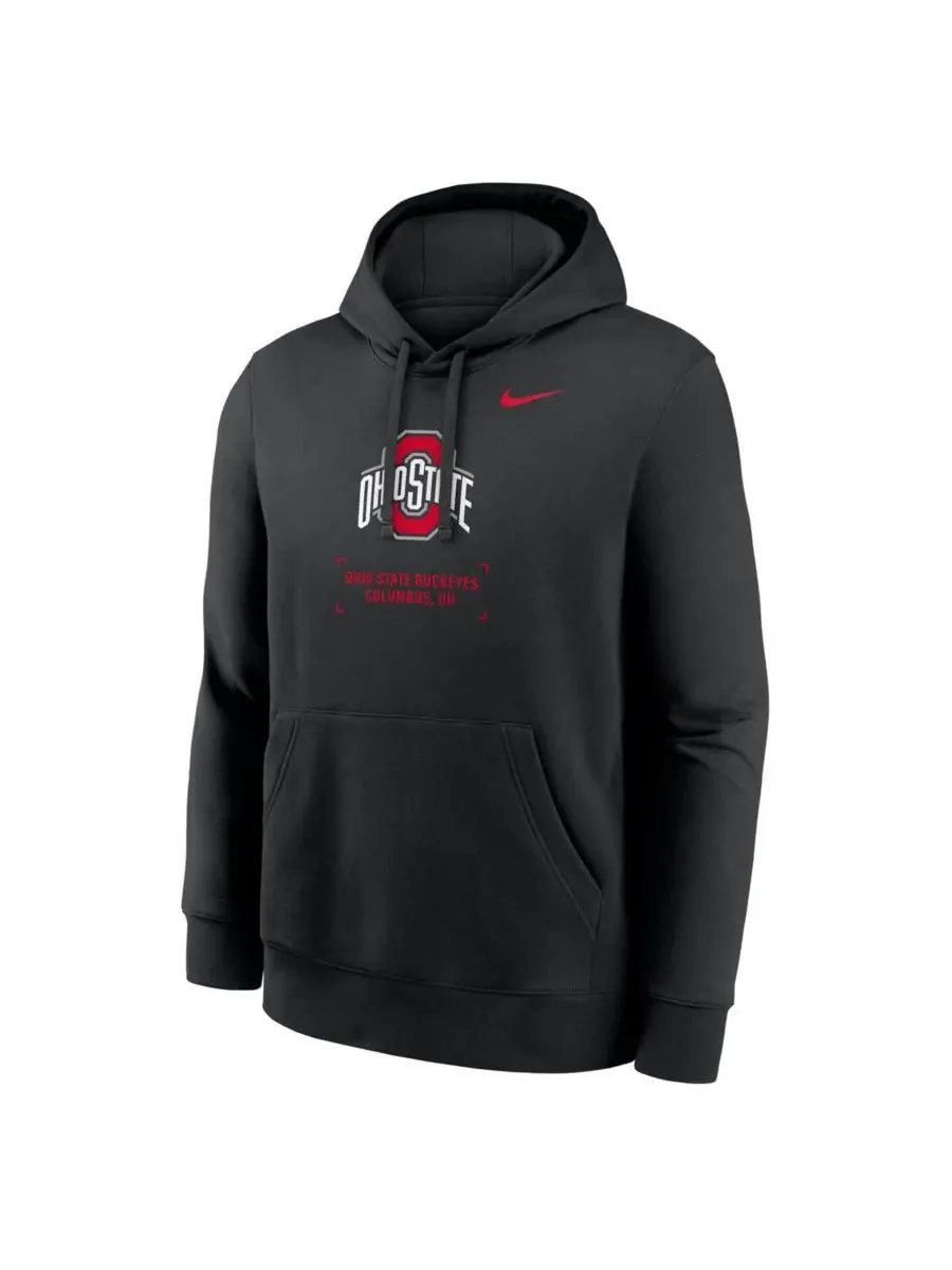 Nike Мужская черная флисовая толстовка с капюшоном Ohio State Buckeyes Basketball Two-Hit Club — изображение 4 из 5, черный