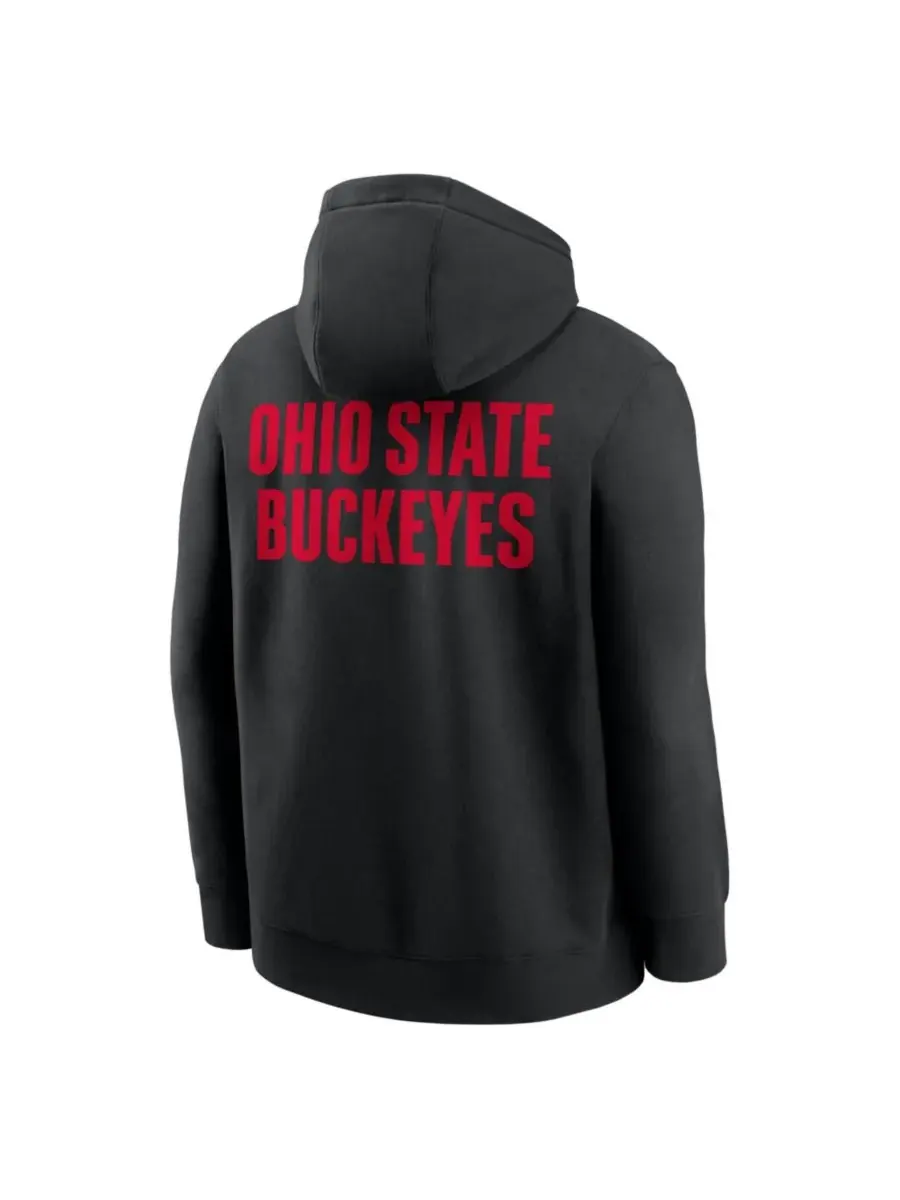 Nike Мужская черная флисовая толстовка с капюшоном Ohio State Buckeyes Basketball Two-Hit Club — изображение 5 из 5, черный