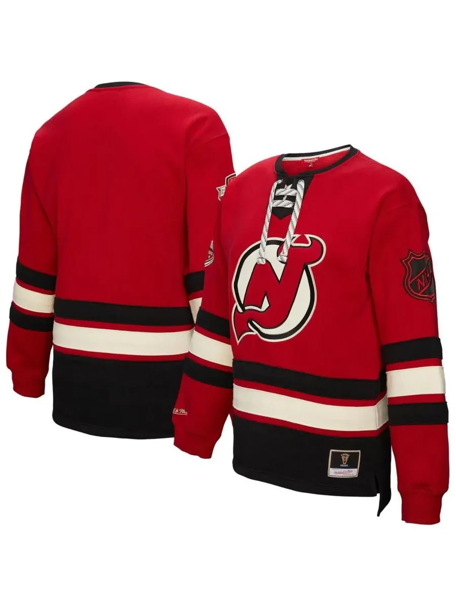 Mitchell & Ness Женская красная толстовка New Jersey Devils Heritage на шнуровке — изображение 1 из 5, красный