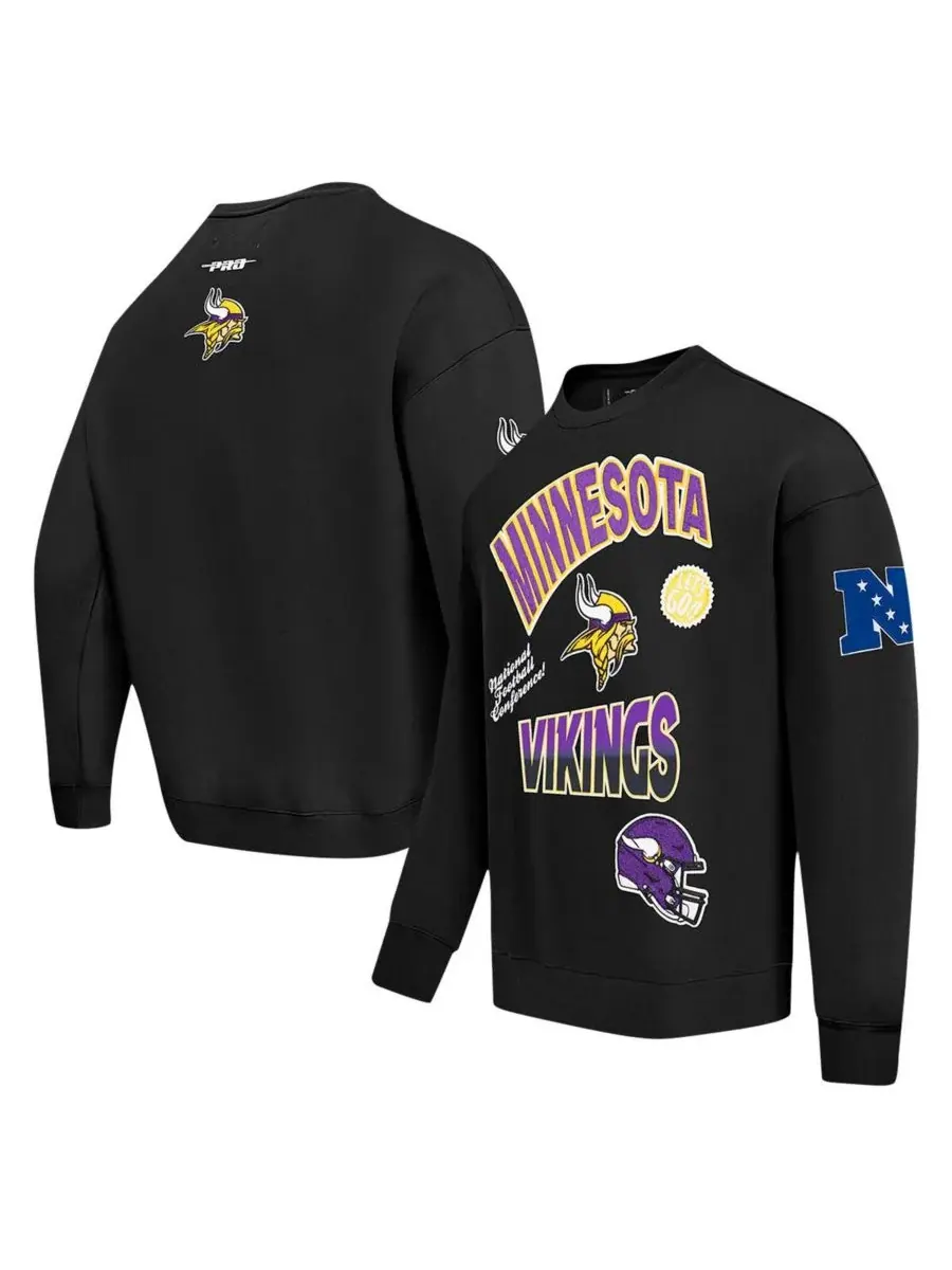 Pro Standard Мужская черная толстовка Minnesota Vikings Turn It Up с откидными плечами — изображение 1 из 5, черный