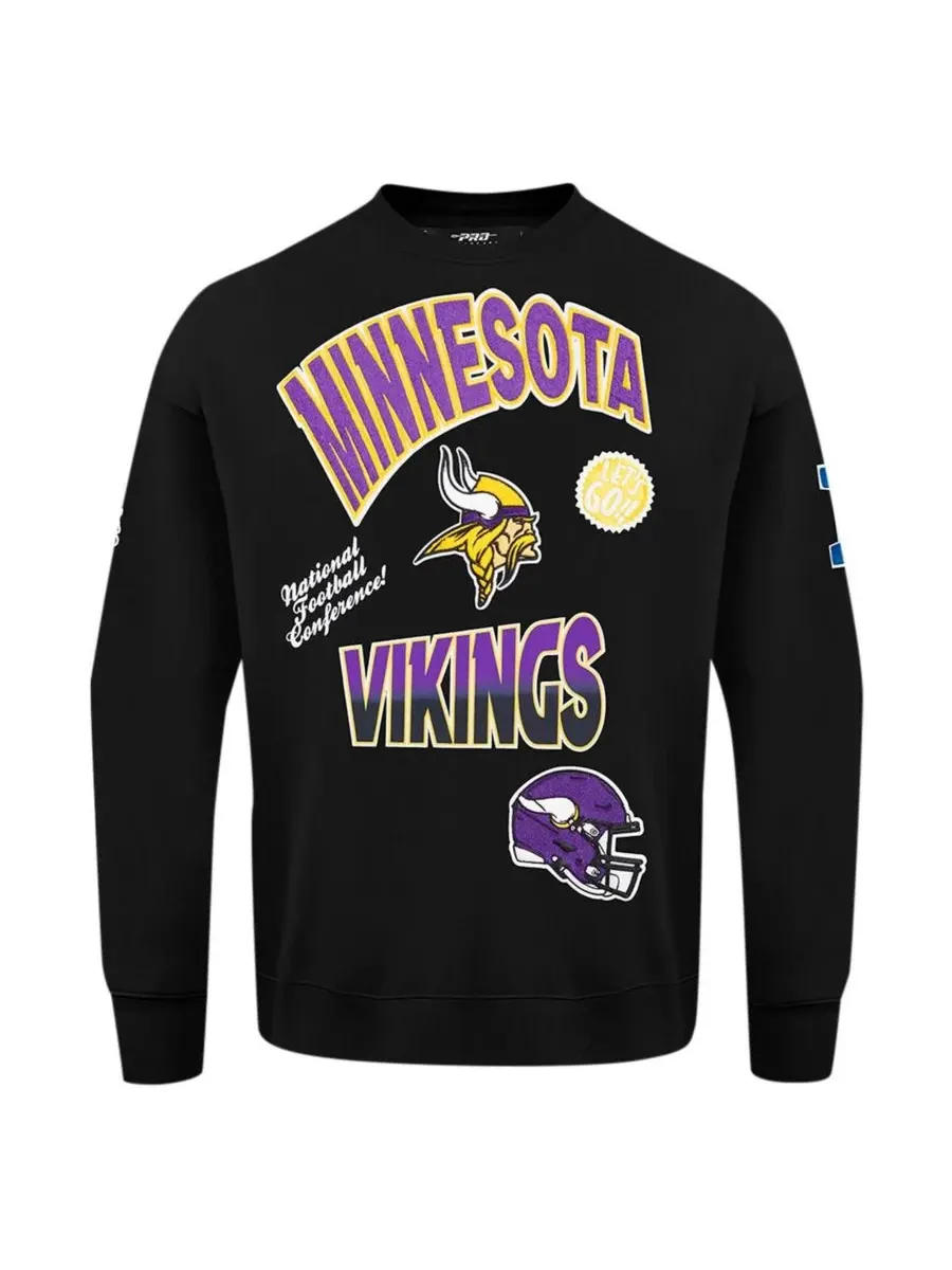 Pro Standard Мужская черная толстовка Minnesota Vikings Turn It Up с откидными плечами — изображение 3 из 5, черный