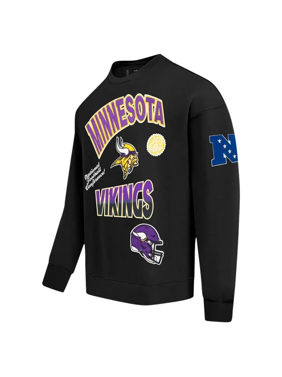 Pro Standard Мужская черная толстовка Minnesota Vikings Turn It Up с откидными плечами — изображение 5 из 5, черный