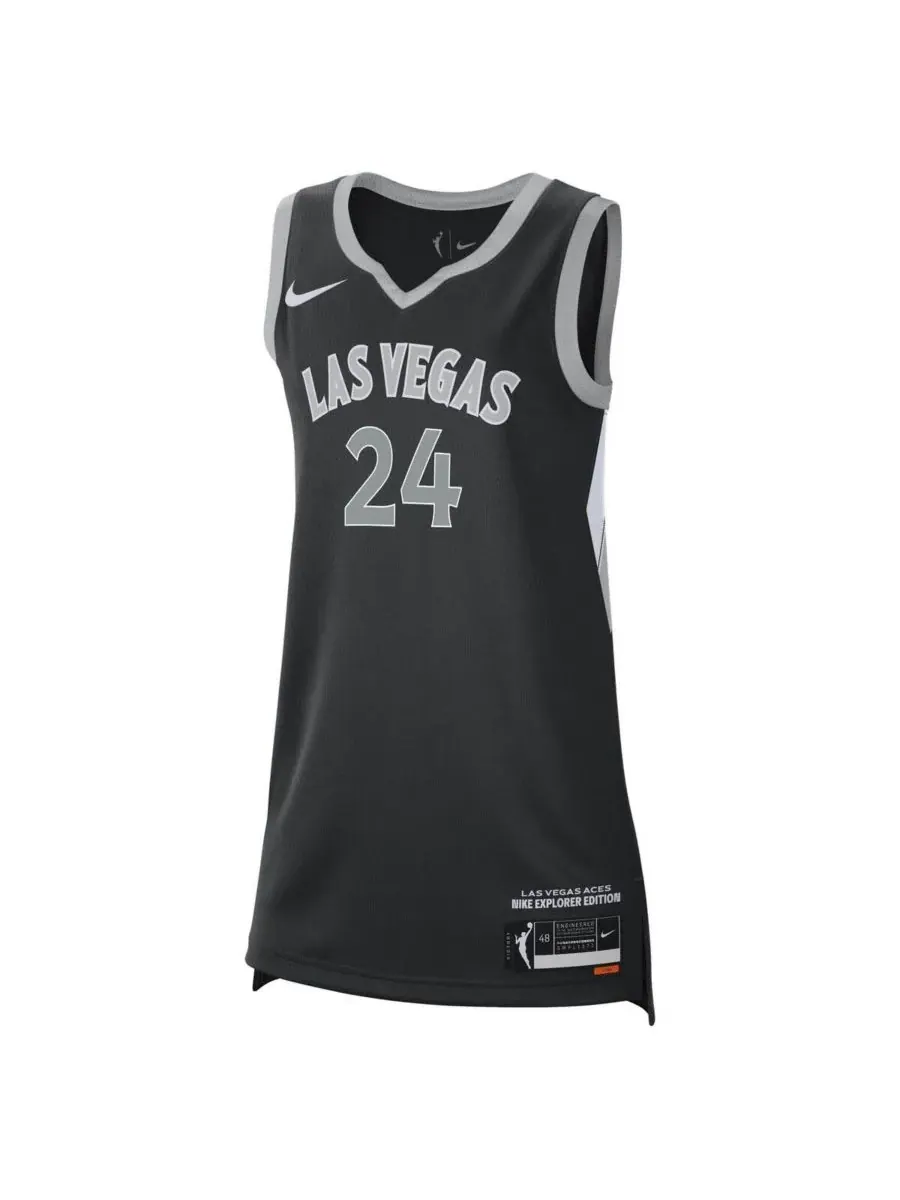 Nike Мужская и женская черная футболка Jewell Loyd Las Vegas Aces Explorer Edition Victory Jersey — изображение 2 из 3