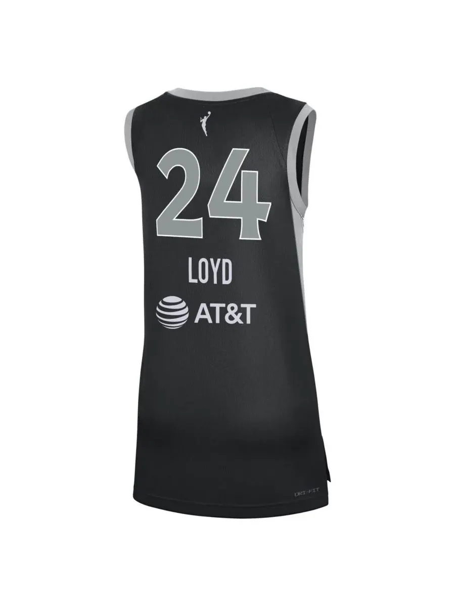Nike Мужская и женская черная футболка Jewell Loyd Las Vegas Aces Explorer Edition Victory Jersey — изображение 3 из 3