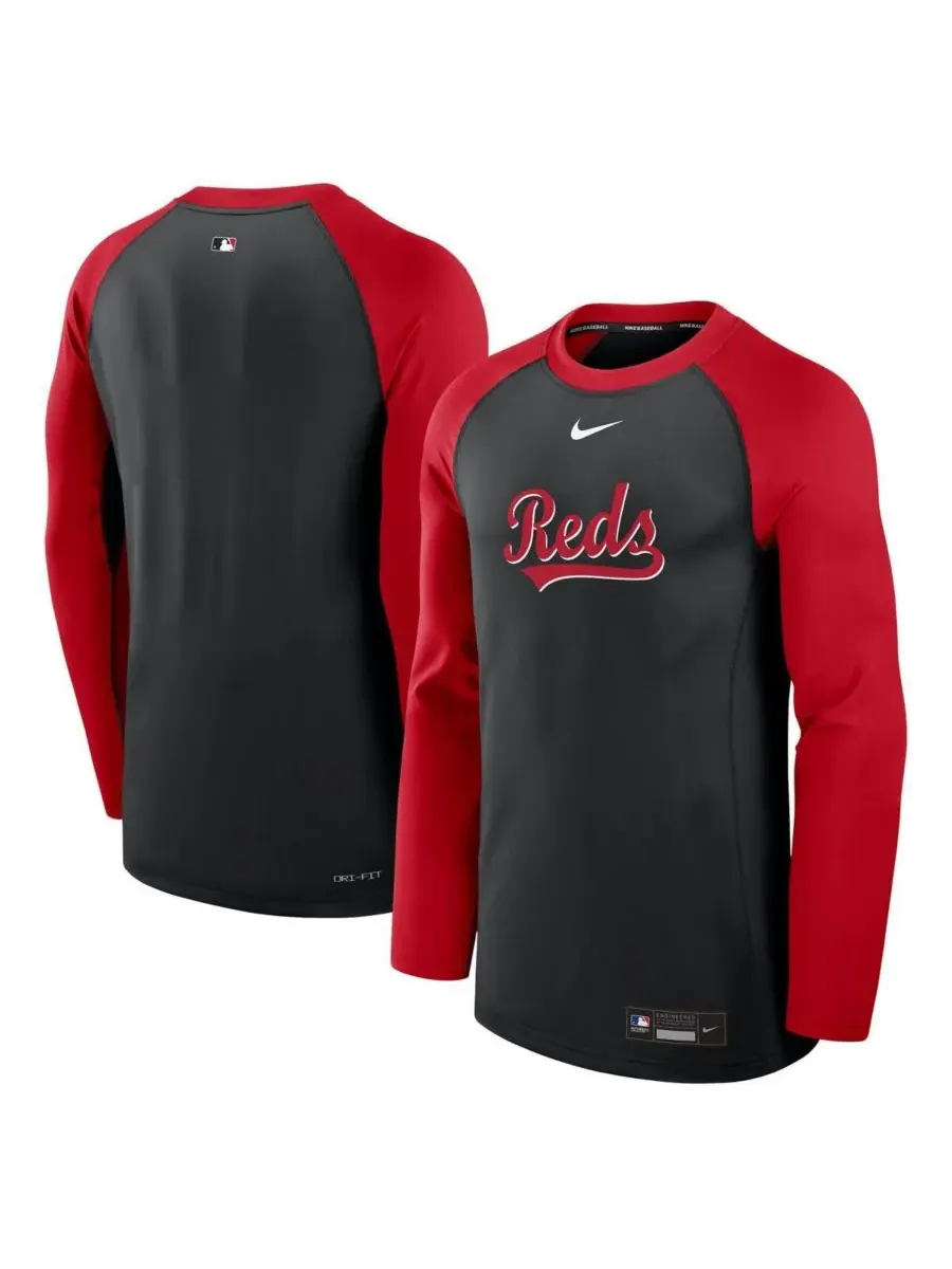Nike Мужская футболка с длинным рукавом реглан Cincinnati Reds Authentic Collection Game Time — изображение 1 из 3
