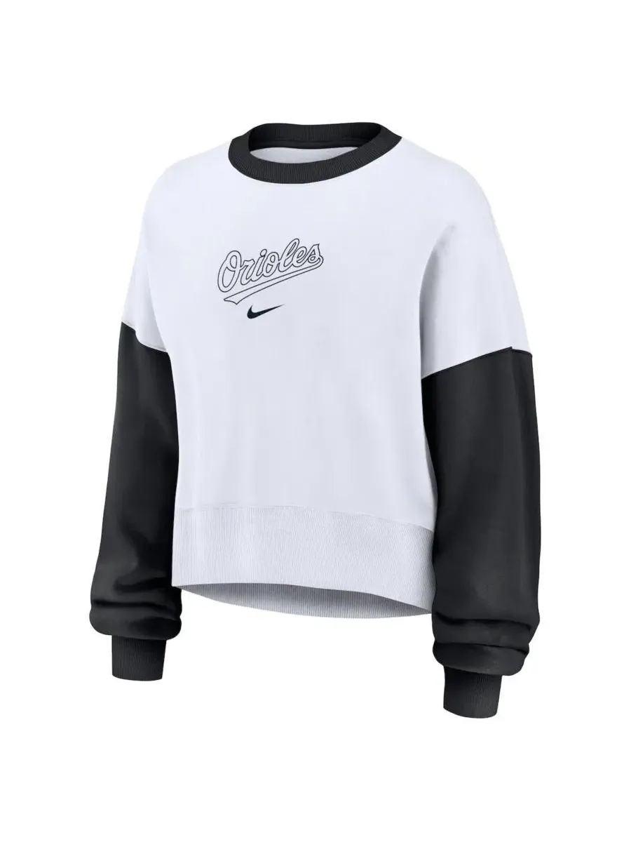 Женский оверсайз-свитшот из флиса с принтом Baltimore Orioles Nike — изображение 3 из 5, белый черный