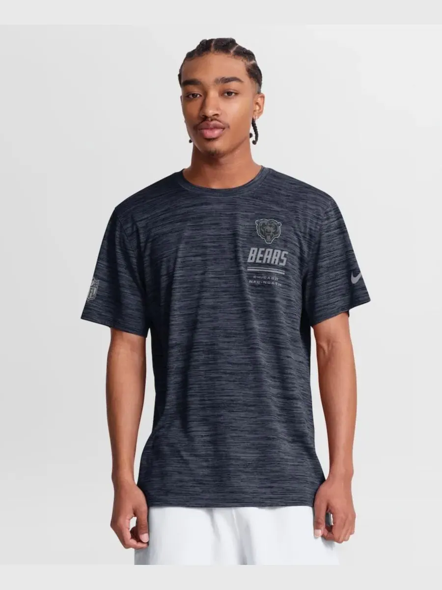 Футболка Dri-FIT Velocity с кросс-дизайном Chicago Bears Sideline Nike — изображение 1 из 3, темно-синий