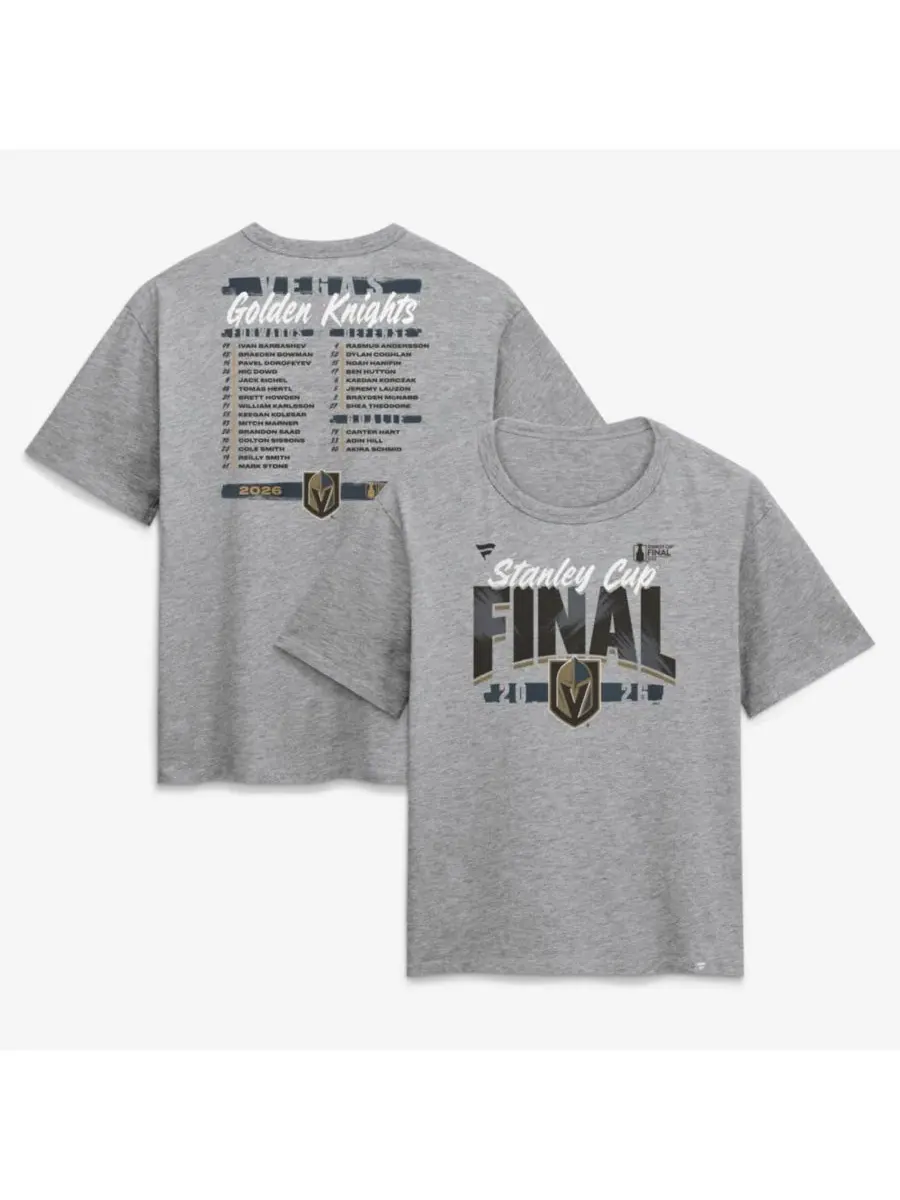 Футболка с принтом Vegas Golden Knights 2026 Stanley Cup Final Roster Fanatics — изображение 1 из 3, серый