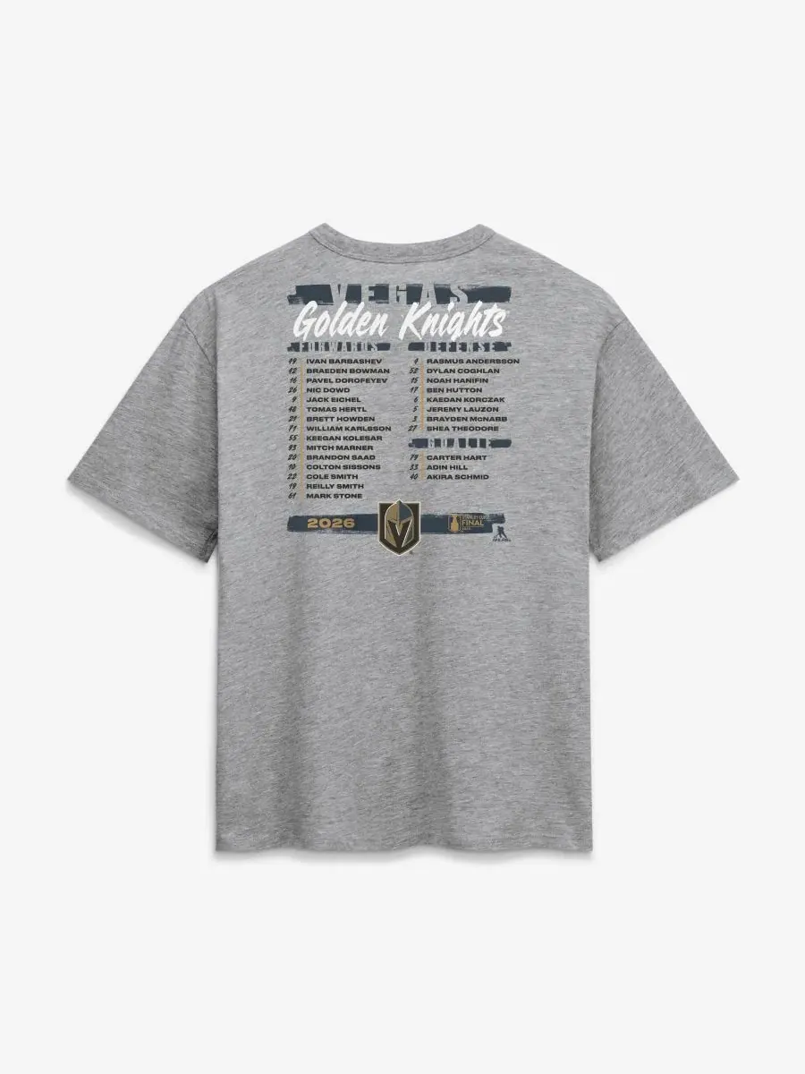 Футболка с принтом Vegas Golden Knights 2026 Stanley Cup Final Roster Fanatics — изображение 2 из 3, серый