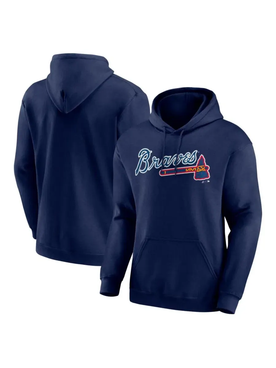 Мужская толстовка темно-синего цвета с логотипом команды Atlanta Braves Logo Athletic — изображение 1 из 3, темно-синий