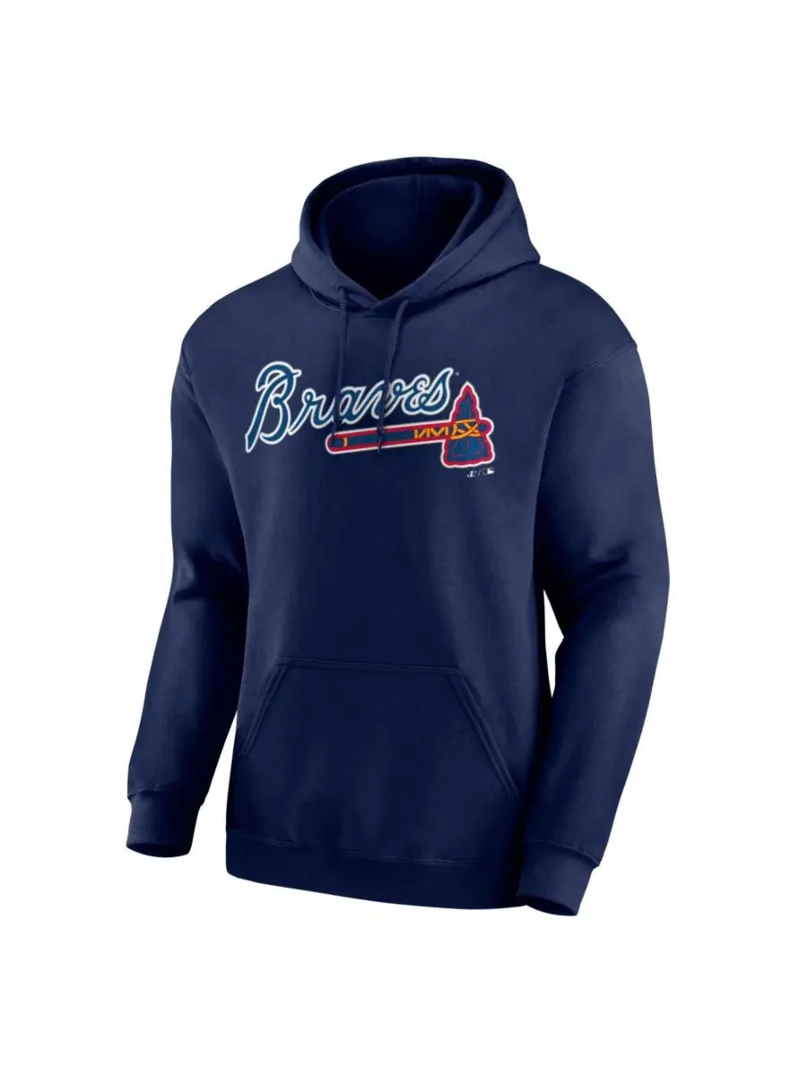 Мужская толстовка темно-синего цвета с логотипом команды Atlanta Braves Logo Athletic — изображение 2 из 3, темно-синий
