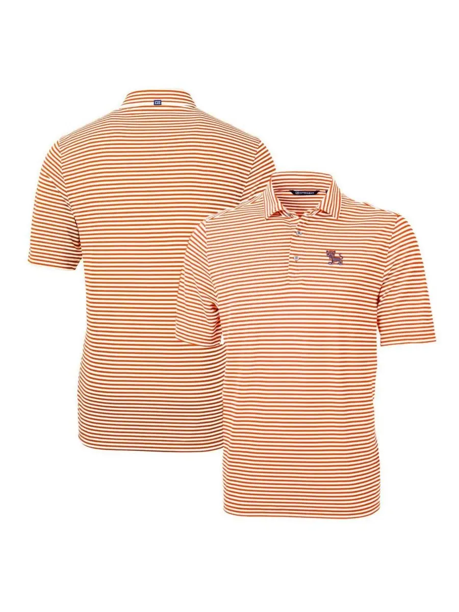 Мужское поло с принтом Throwback Logo Virtue Eco Pique Stripe Cutter & Buck — изображение 1 из 3, оранжевый