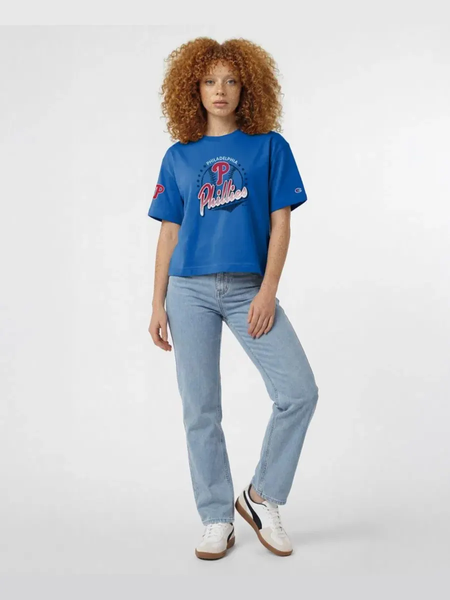 Футболка с принтом Oversized-Fit Philadelphia Phillies Champion — изображение 3 из 5, королевский