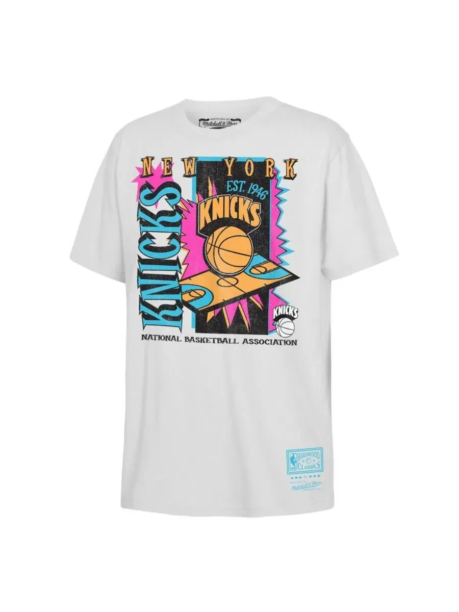 Футболка с принтом Neon Court Shock Mitchell & Ness — изображение 1 из 1, белый