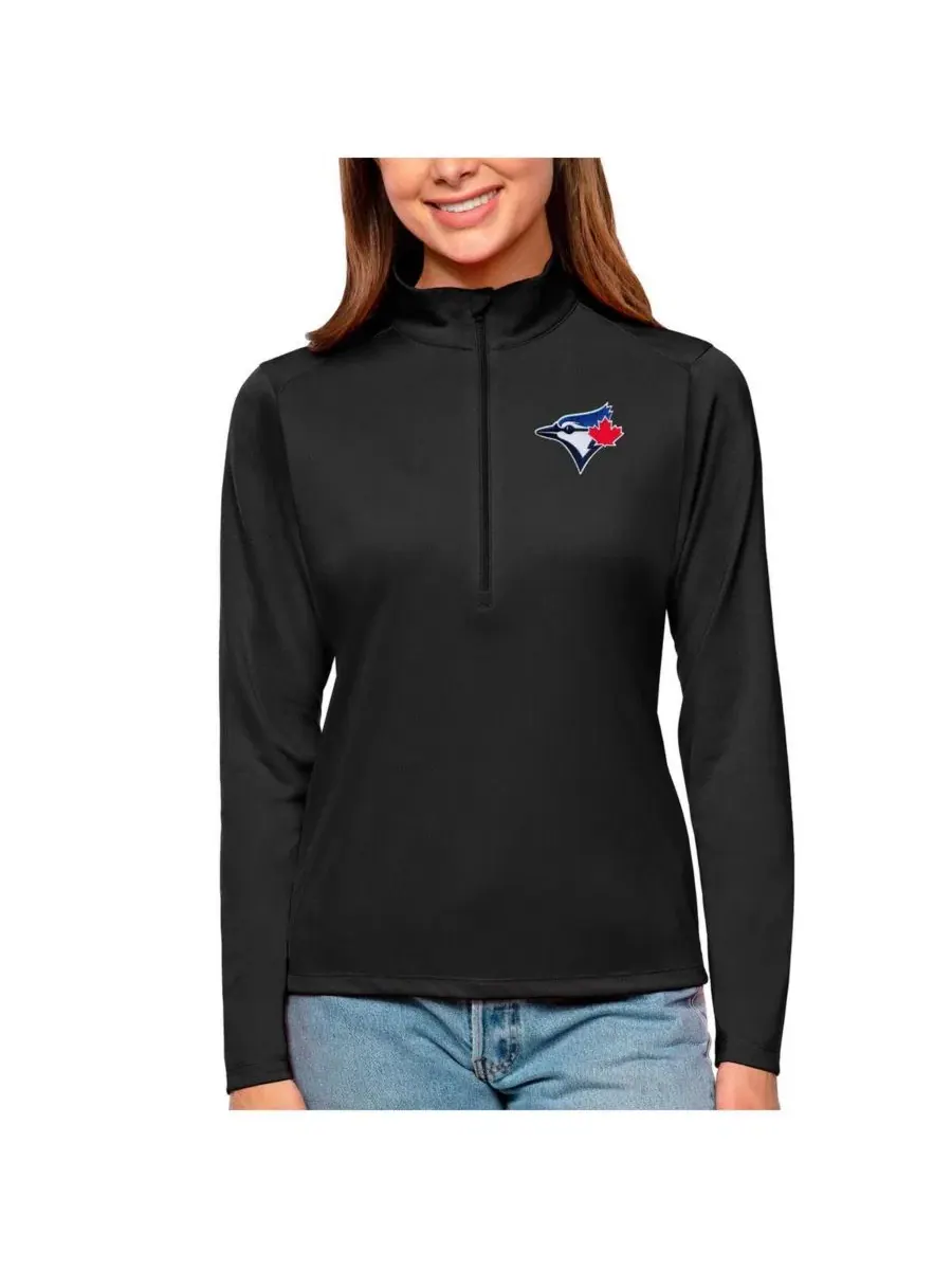 Женский пуловер с четверть-застежкой Tribute Toronto Blue Jays Antigua — изображение 1 из 1, черный