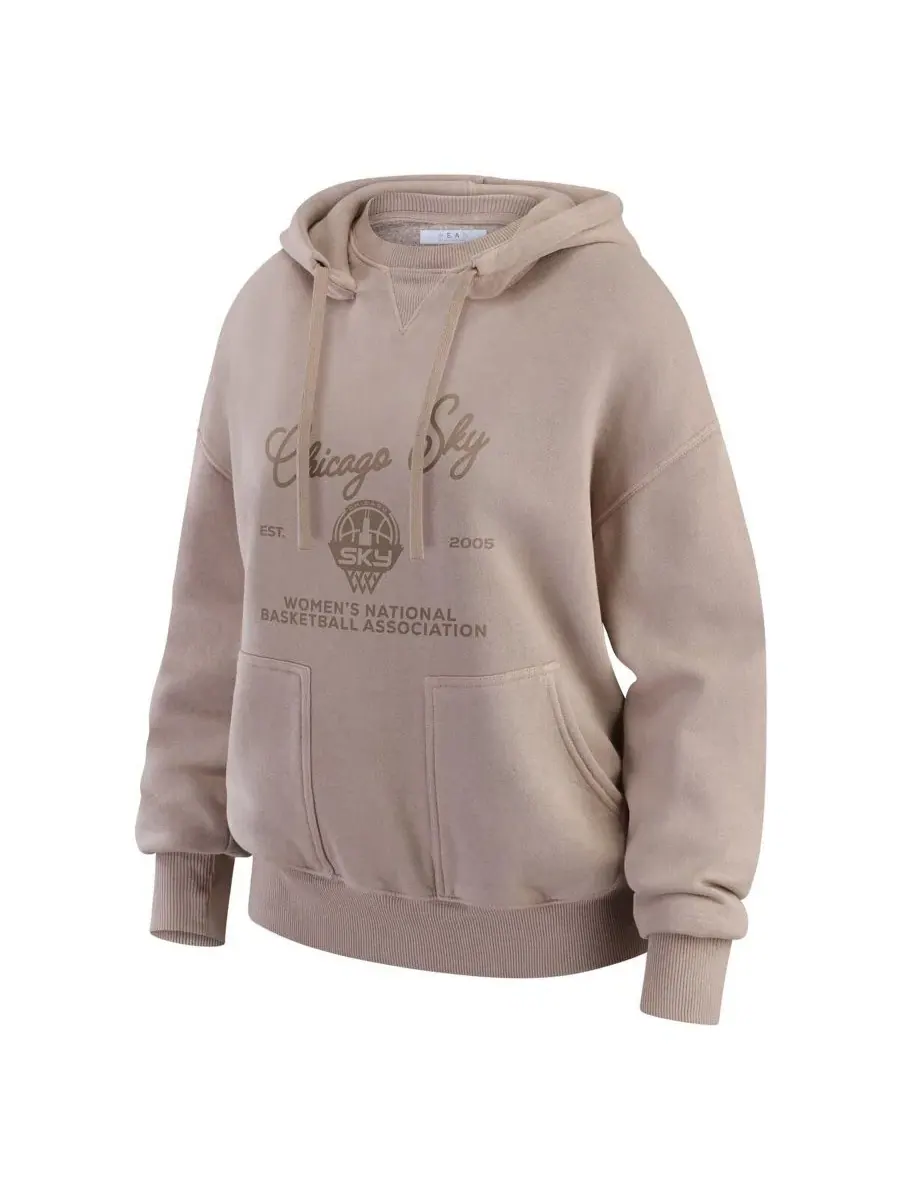 Женский свитшот-худи с капюшоном Chicago Sky Washed Pullover Crewdie WEAR by Erin Andrews — изображение 2 из 5, бежевый
