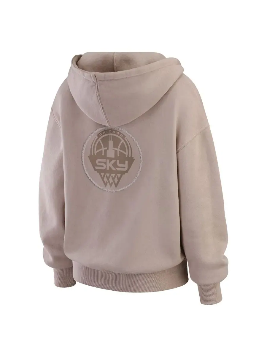 Женский свитшот-худи с капюшоном Chicago Sky Washed Pullover Crewdie WEAR by Erin Andrews — изображение 3 из 5, бежевый