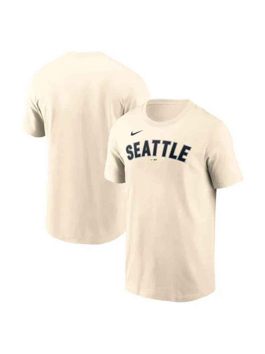 Футболка мужская с принтом Seattle Mariners Alternate Wordmark Nike — изображение 1 из 3, бежевый
