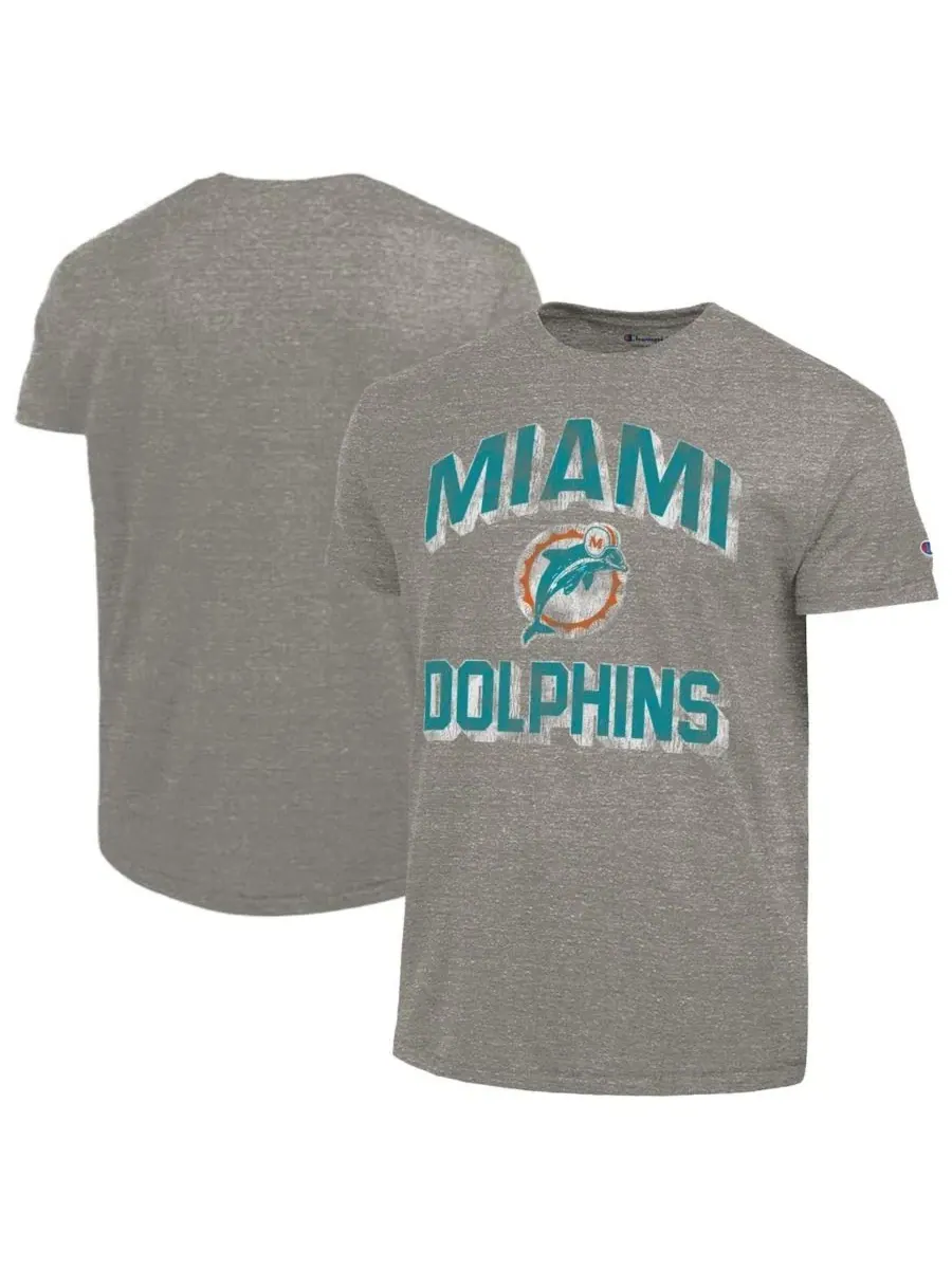 Футболка с принтом Ultimate Tri-Blend Miami Dolphins Champion — изображение 1 из 3, темно-серый