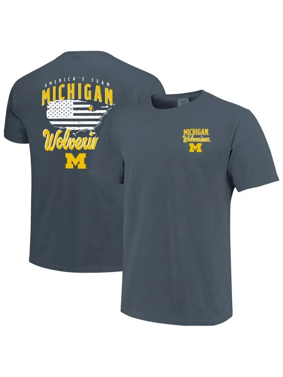 Футболка с коротким рукавом и принтом Michigan Wolverines Image One — изображение 1 из 3, темно-синий