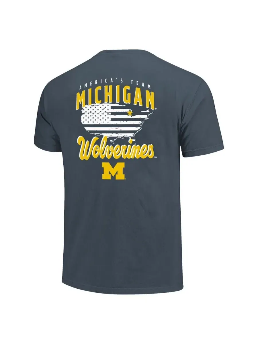 Футболка с коротким рукавом и принтом Michigan Wolverines Image One — изображение 2 из 3, темно-синий