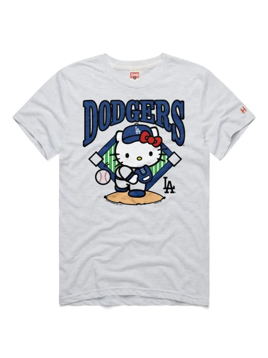 Футболка с принтом Hello Kitty Los Angeles Dodgers Homage — серый