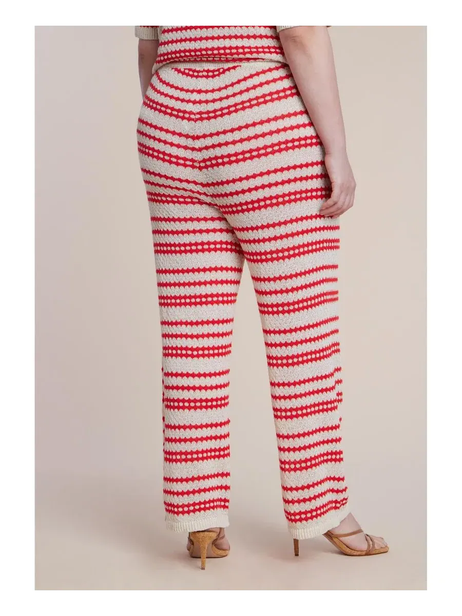Брюки-свитер с принтом в полоску, модель Pointelle Stripe ELOQUII, Berry Stripe — изображение 2 из 3