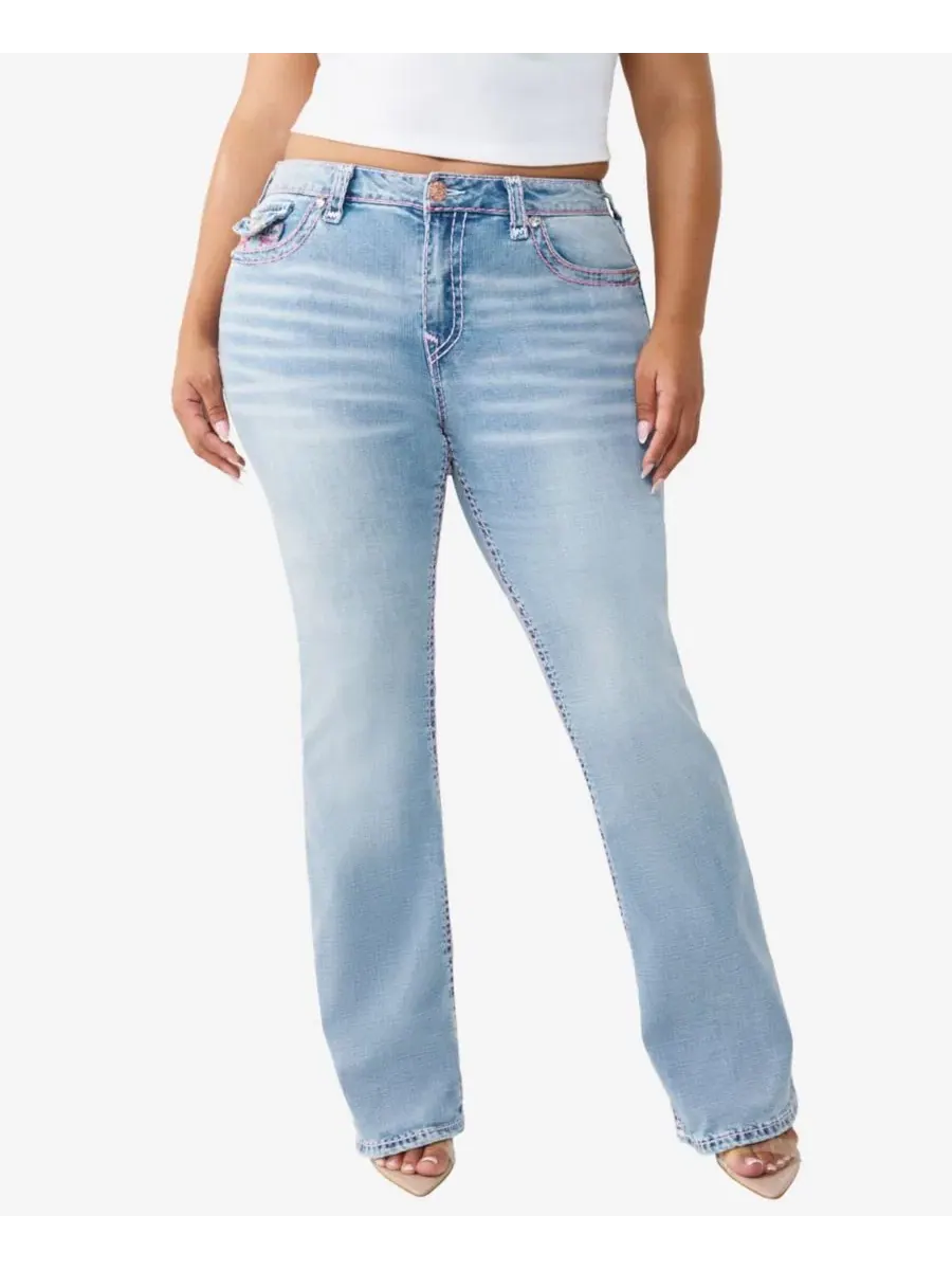 Джинсы-клеш с завышенной талией Becca Mid-Rise Bootcut Super T-Flap True Religion, Champagne Glow — изображение 1 из 3
