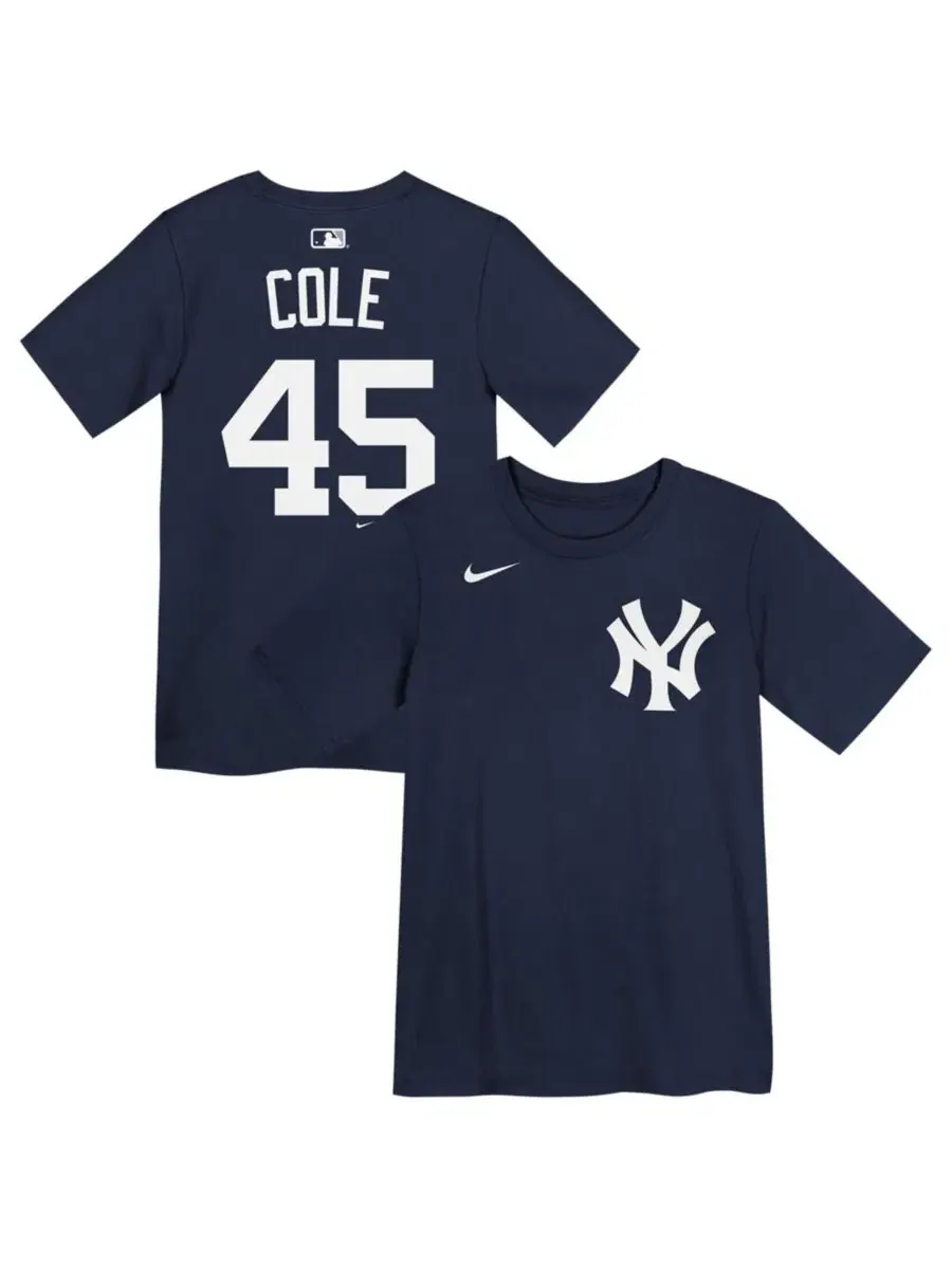 Футболка с именем и номером игрока Gerrit Cole Nike — изображение 1 из 3, темно-синий