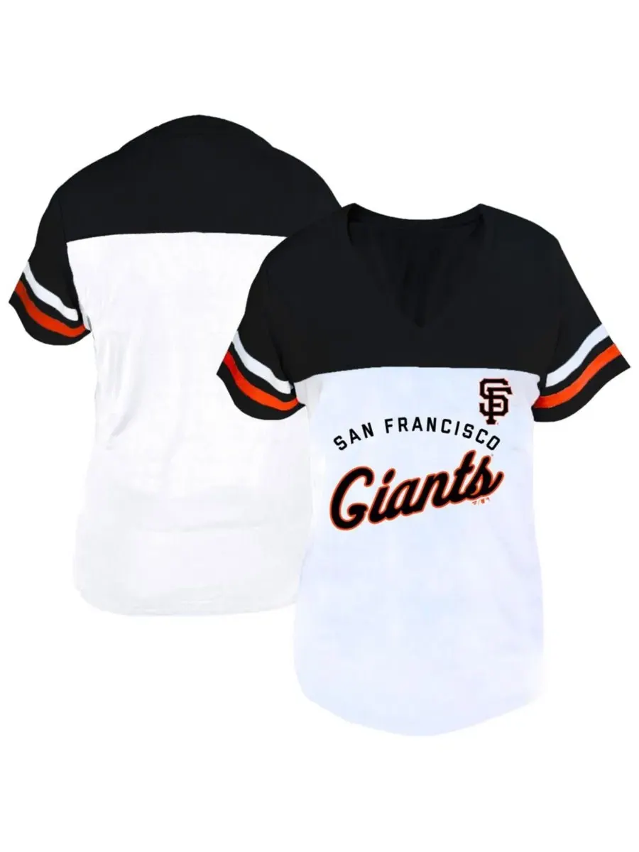 Футболка с v-образным вырезом с принтом San Francisco Giants Fanatics — изображение 1 из 3, белый черный