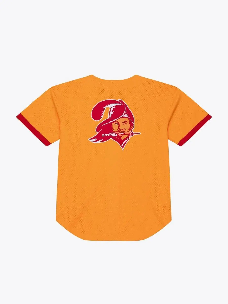 Футболка с полной застежкой на пуговицы Mitchell & Ness Head Coach Mesh — изображение 4 из 4, оранжевый