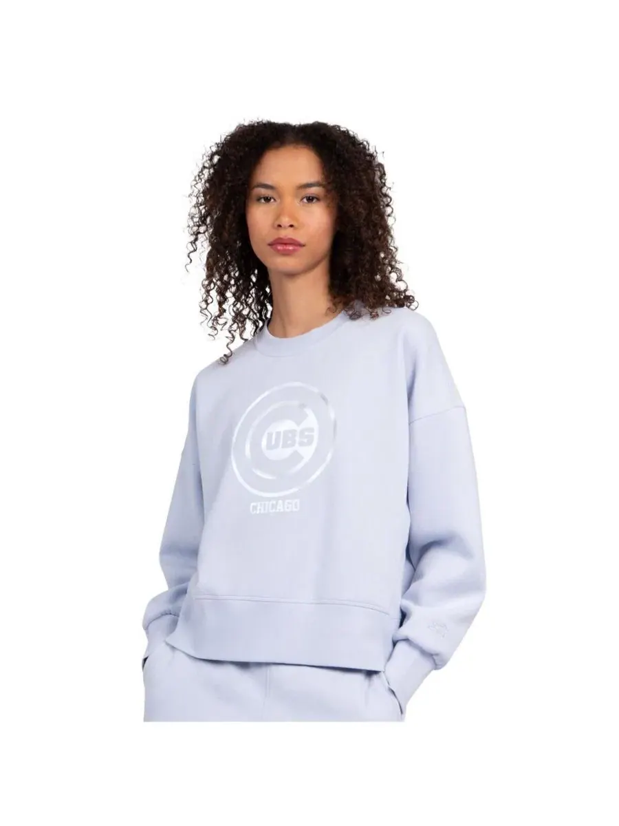 Женский свитшот из футера с начесом Boxy Pastels Chicago Cubs Starter — изображение 1 из 3, светлый синий