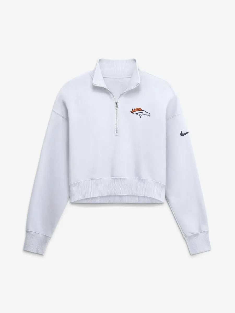 Свитшот с четверть-молнией, оверсайз, Phoenix Fleece, Denver Broncos Nike — изображение 1 из 2, белый