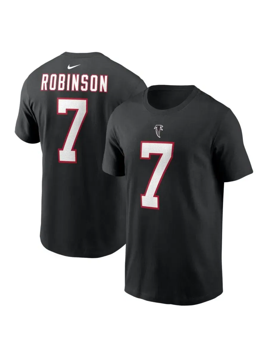 Футболка с длинным рукавом Bijan Robinson Black Atlanta Falcons Name & Number Nike — изображение 1 из 3, черный