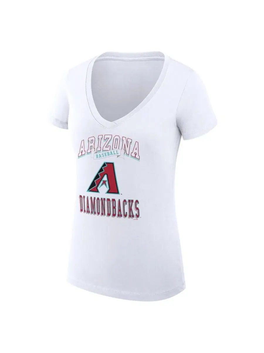 Футболка женская с V-образным вырезом, с принтом, Arizona Diamondbacks G-III 4Her by Carl Banks — изображение 3 из 4, белый