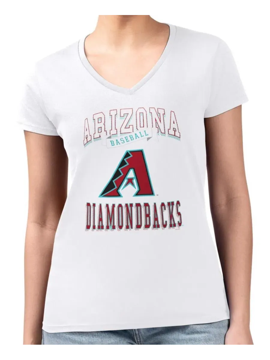 Футболка женская с V-образным вырезом, с принтом, Arizona Diamondbacks G-III 4Her by Carl Banks — изображение 4 из 4, белый