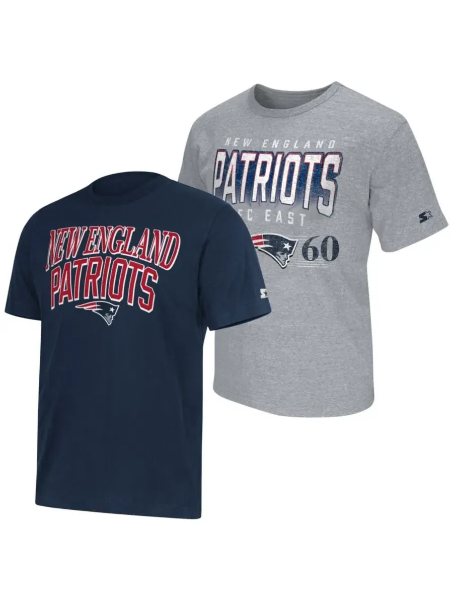 Комплект футболок с длинным рукавом New England Patriots Logo Starter — изображение 1 из 5, темно-синий серый