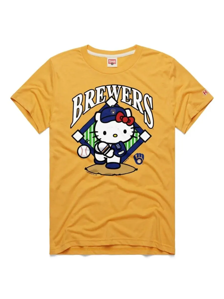Футболка с длинным рукавом Hello Kitty Milwaukee Brewers Homage — золотистый