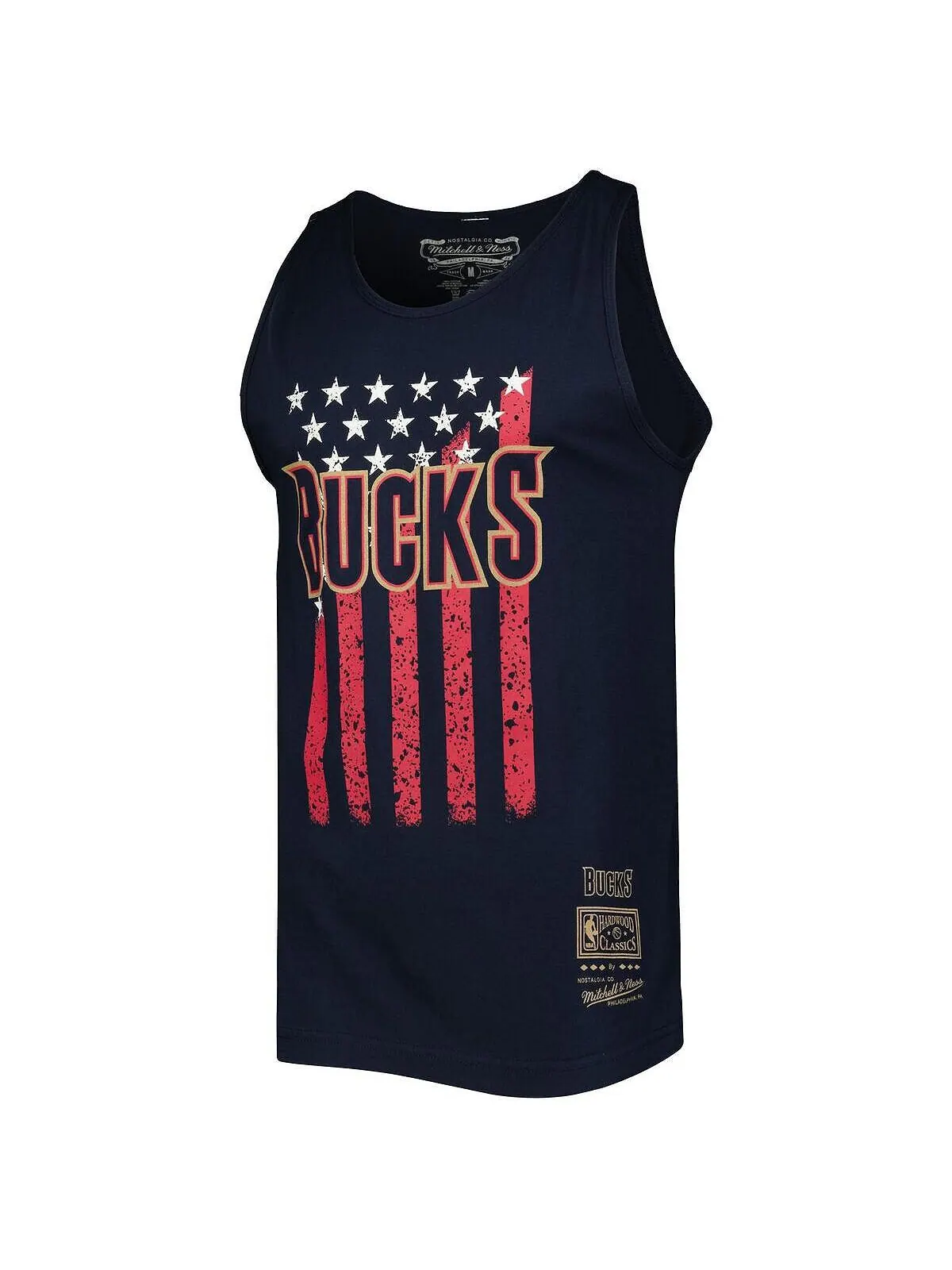 Мужская темно-синяя майка milwaukee bucks hardwood classics americana со звездами и полосками — изображение 2 из 3