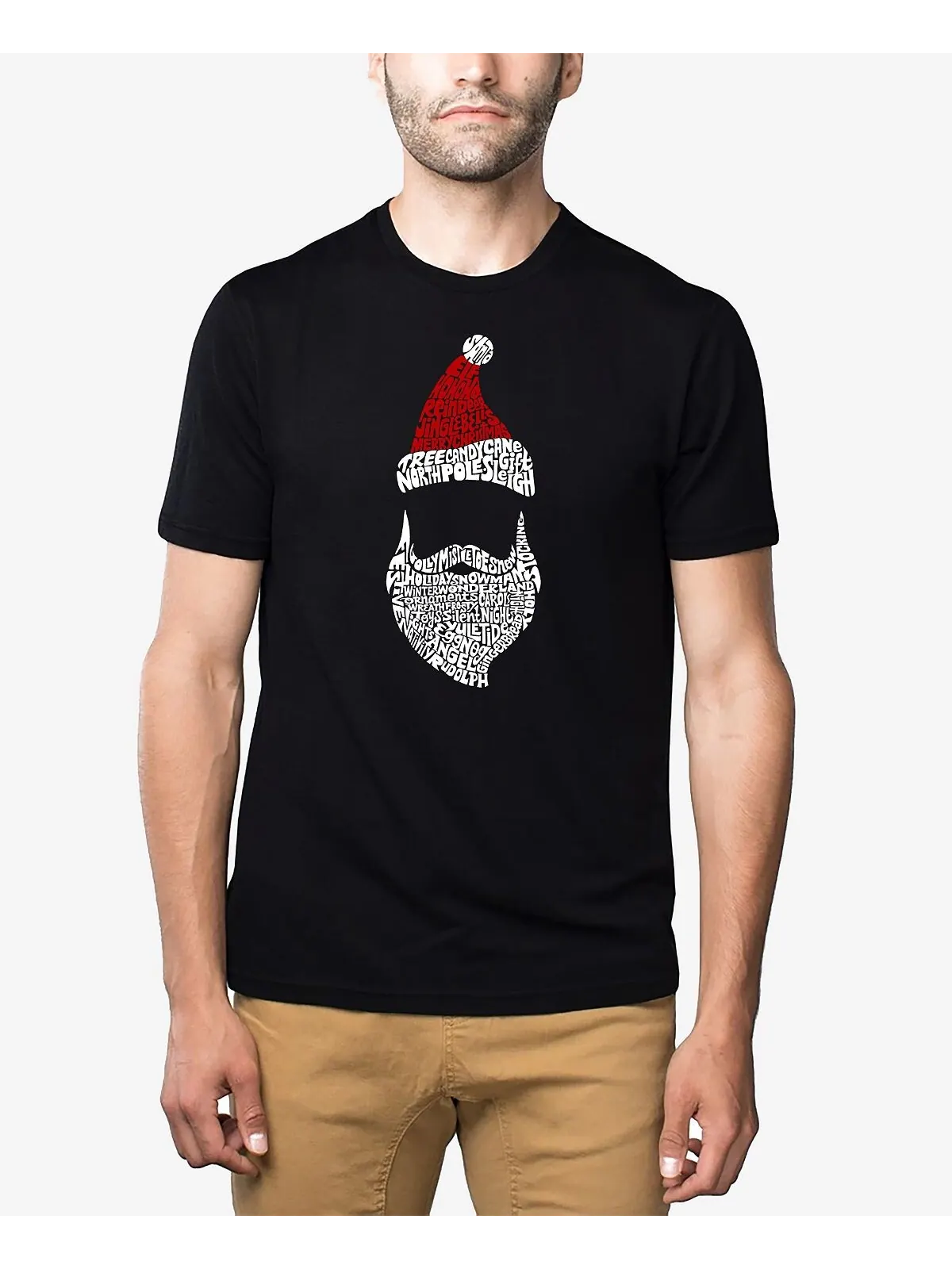 Мужская футболка premium blend santa claus word art LA Pop Art — изображение 1 из 3, черный