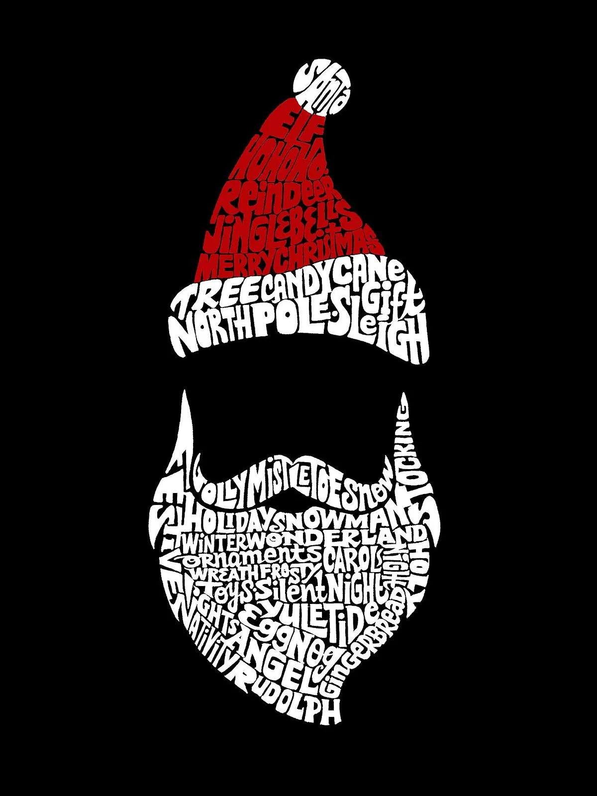 Мужская футболка premium blend santa claus word art LA Pop Art — изображение 3 из 3, черный