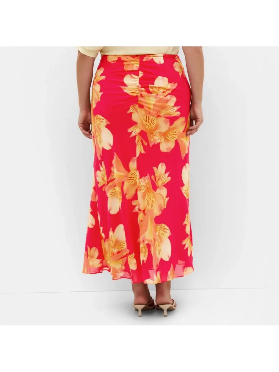 Юбка макси с принтом Soiree Print CITY CHIC, Fuchsia Lily — изображение 2 из 5