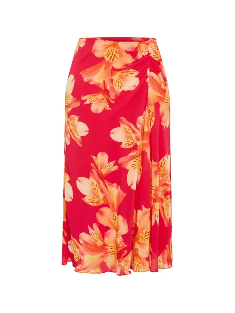 Юбка макси с принтом Soiree Print CITY CHIC, Fuchsia Lily — изображение 4 из 5