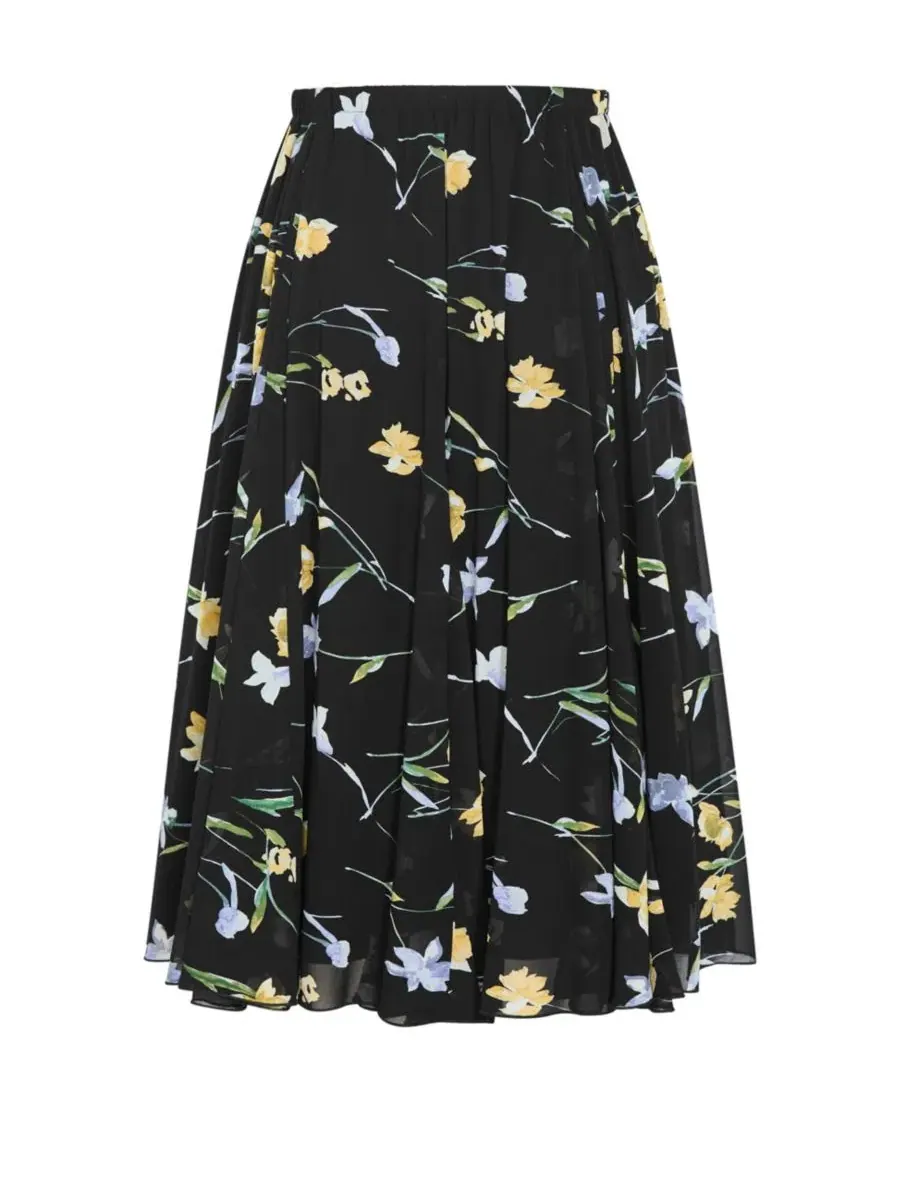 Юбка-трапеция миди с принтом Serene Petal Print, City Chic, Midnight Petals — изображение 4 из 5