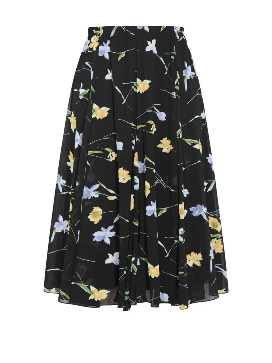 Юбка-трапеция миди с принтом Serene Petal Print, City Chic, Midnight Petals — изображение 5 из 5