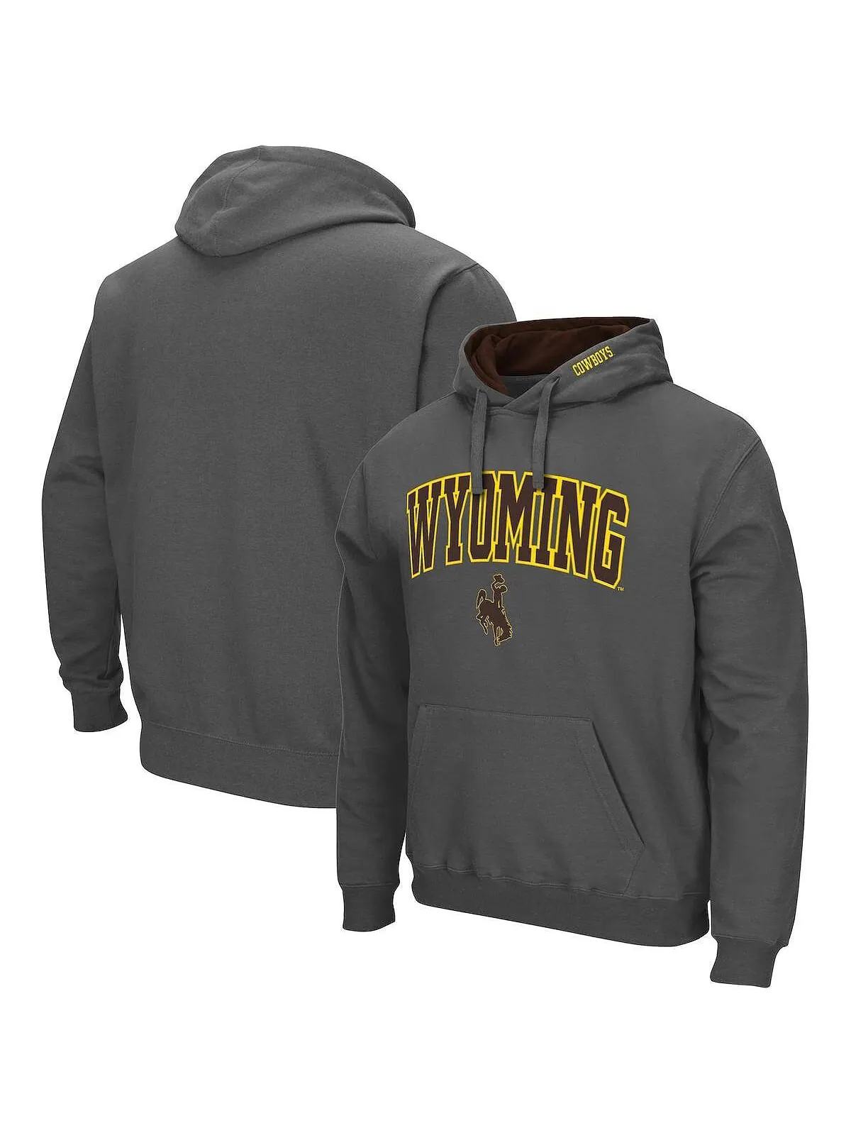 Мужской темно-серый пуловер с капюшоном Wyoming Cowboys Arch и Logo Colosseum — изображение 1 из 1