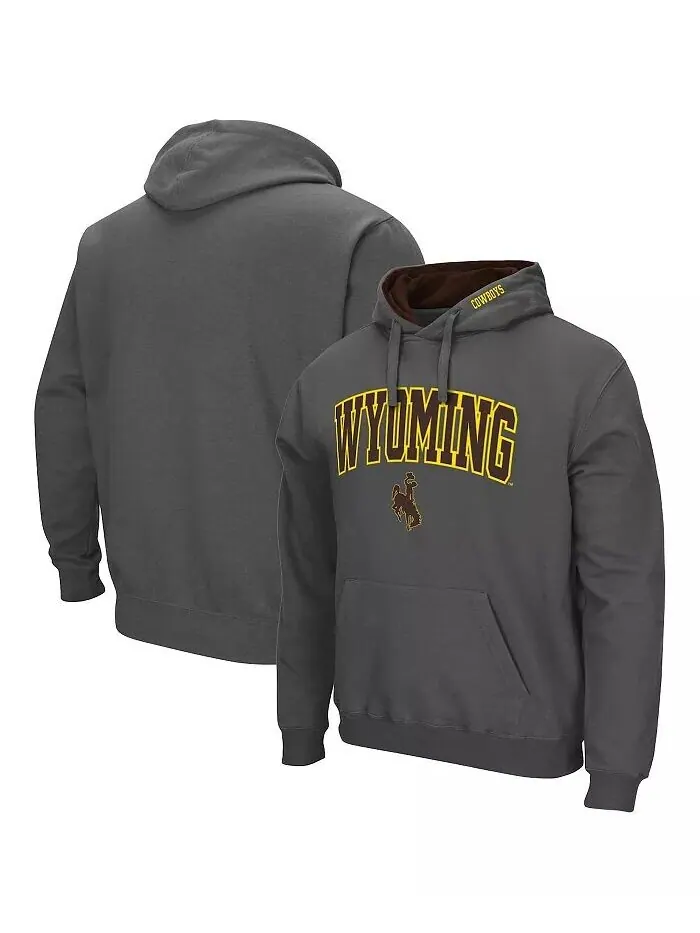 Мужской темно-серый пуловер с капюшоном Wyoming Cowboys Arch и Logo Colosseum — изображение 1 из 1