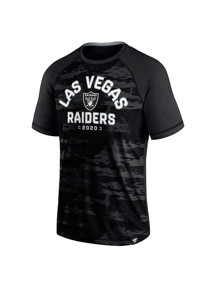 Мужская черная футболка с логотипом Las Vegas Raiders Hail Mary реглан Fanatics — изображение 3 из 3, черный
