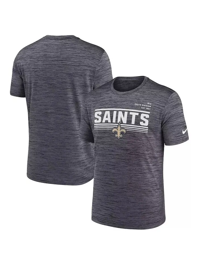 Мужская футболка New Orleans Saints Yardline Velocity Performance цвета антрацит Nike — изображение 1 из 3