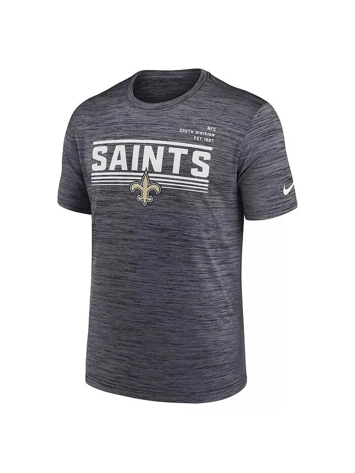 Мужская футболка New Orleans Saints Yardline Velocity Performance цвета антрацит Nike — изображение 2 из 3